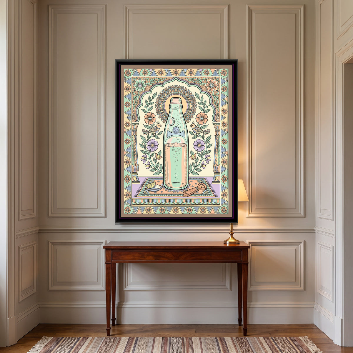 Traditional Pop – Banta Portrait - canvas print shown in a second room setting