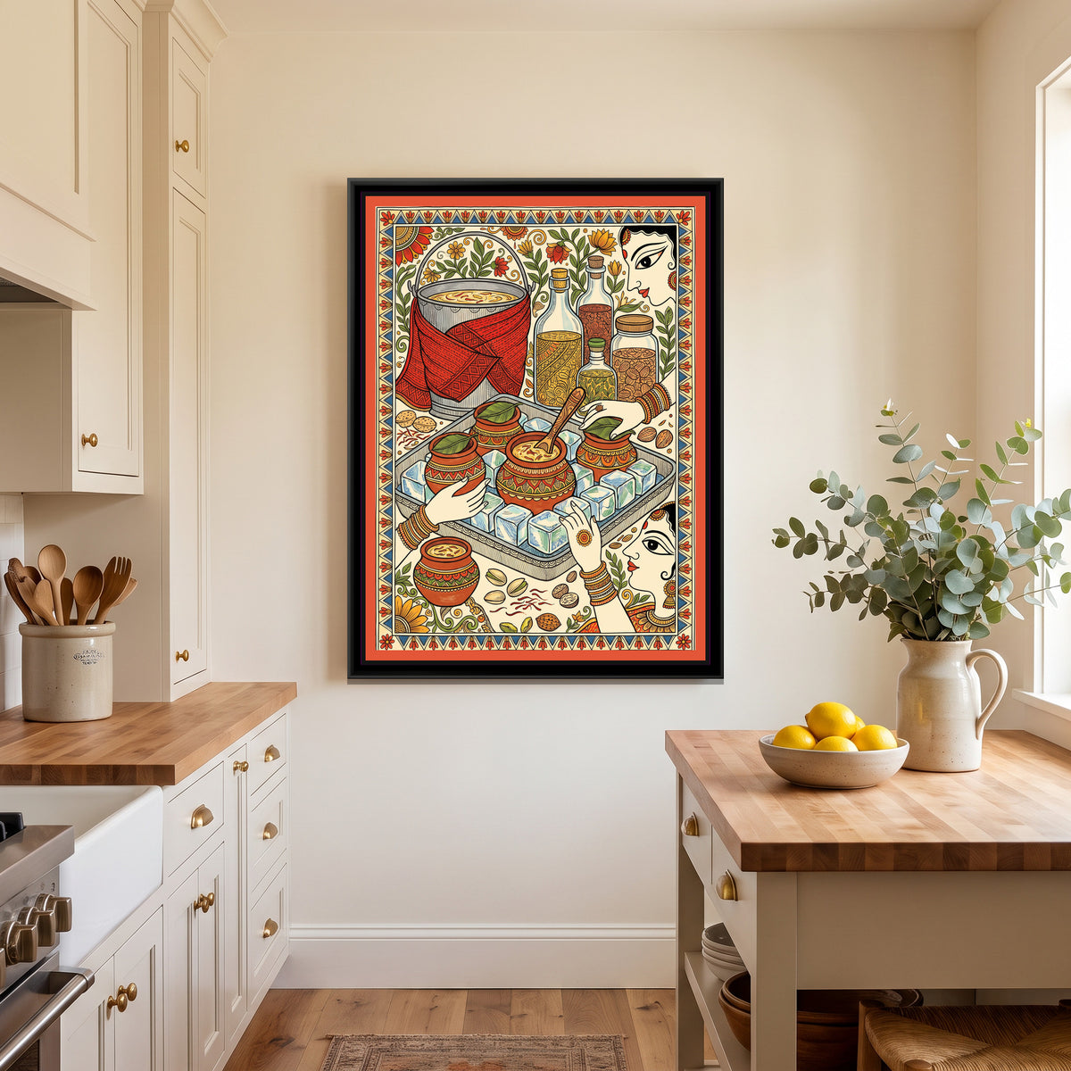 Traditional Pop Matka Kulfi Painting - canvas print shown in a second room setting