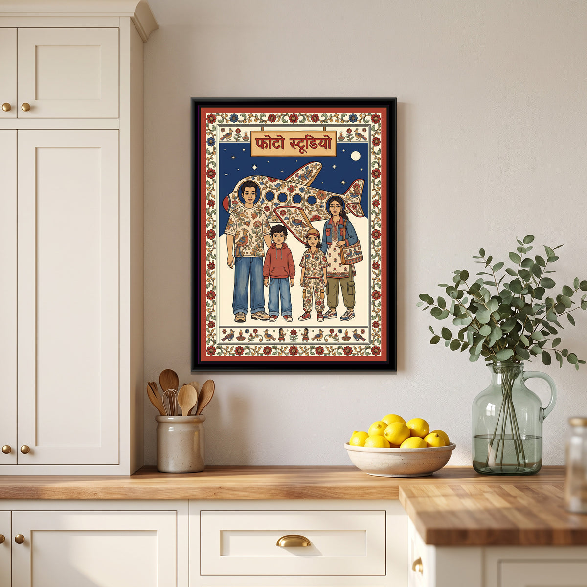 Kalamkari Painting – Mela Photo Cut-out - canvas print shown in a styled room