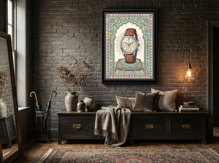 Traditional Pop – Chronograph Portrait - canvas print shown in a styled room