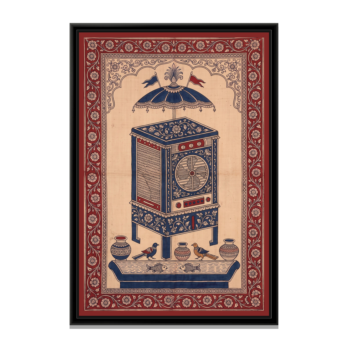 Kalamkari Painting – Desert Cooler - framed canvas print, front view