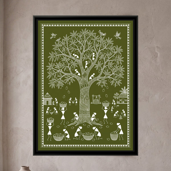 Warli Painting – Mango Tree at Harvest