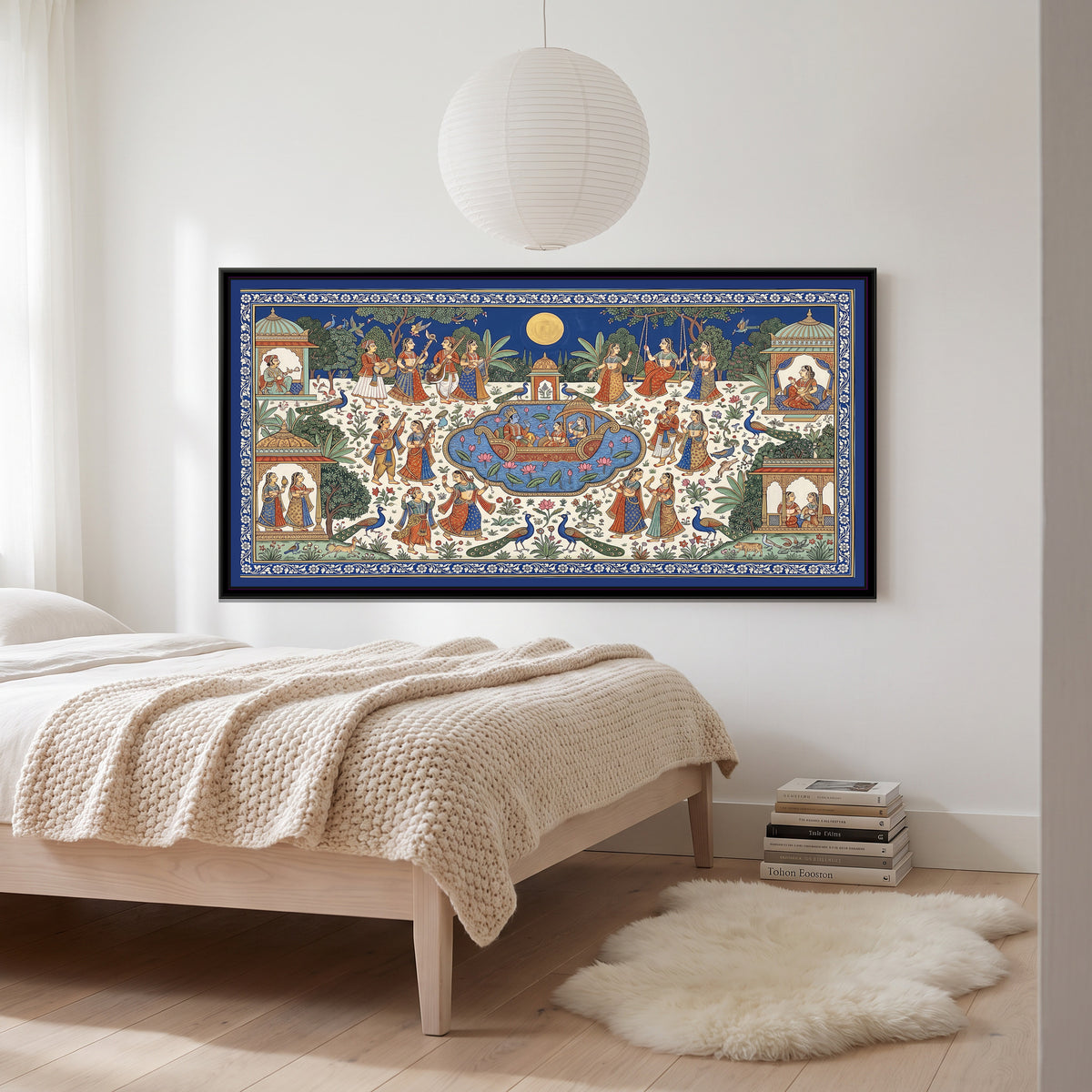 Phad Painting – A Royal Garden Festival - canvas print shown in a second room setting