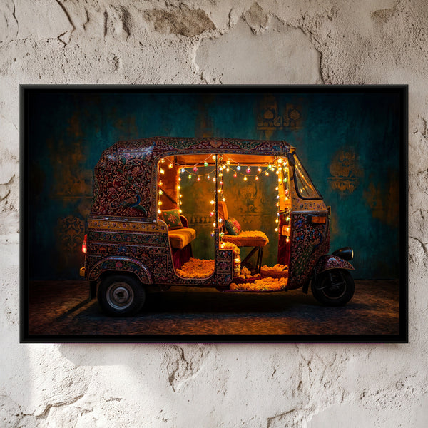 Decorated Auto Rickshaw – Fairy Lights on Teal