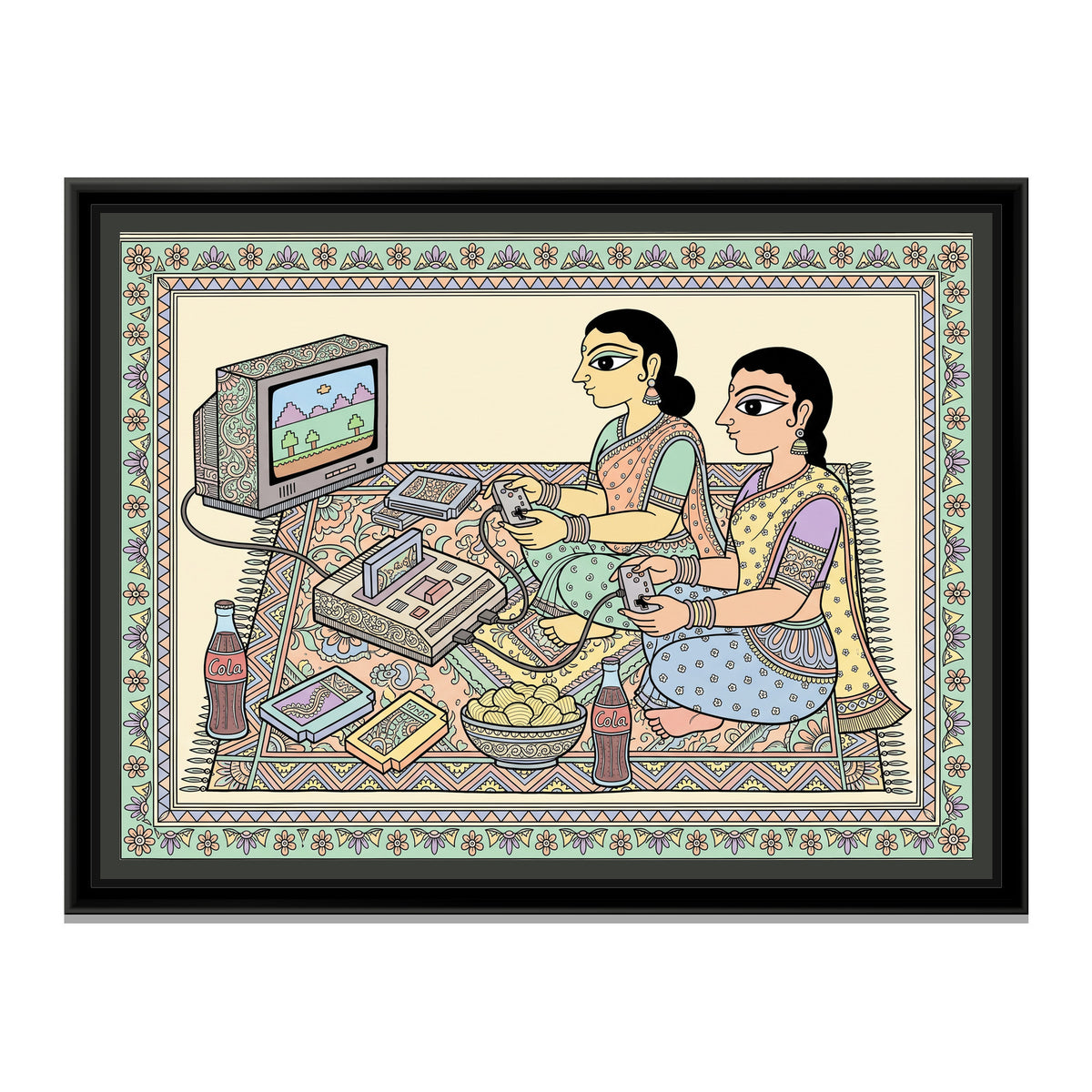 Traditional Pop – The Old Gaming Console - framed canvas print, front view