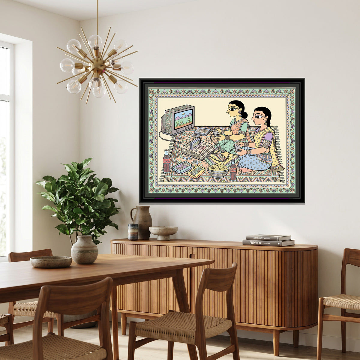 Traditional Pop – The Old Gaming Console - canvas print shown in a second room setting