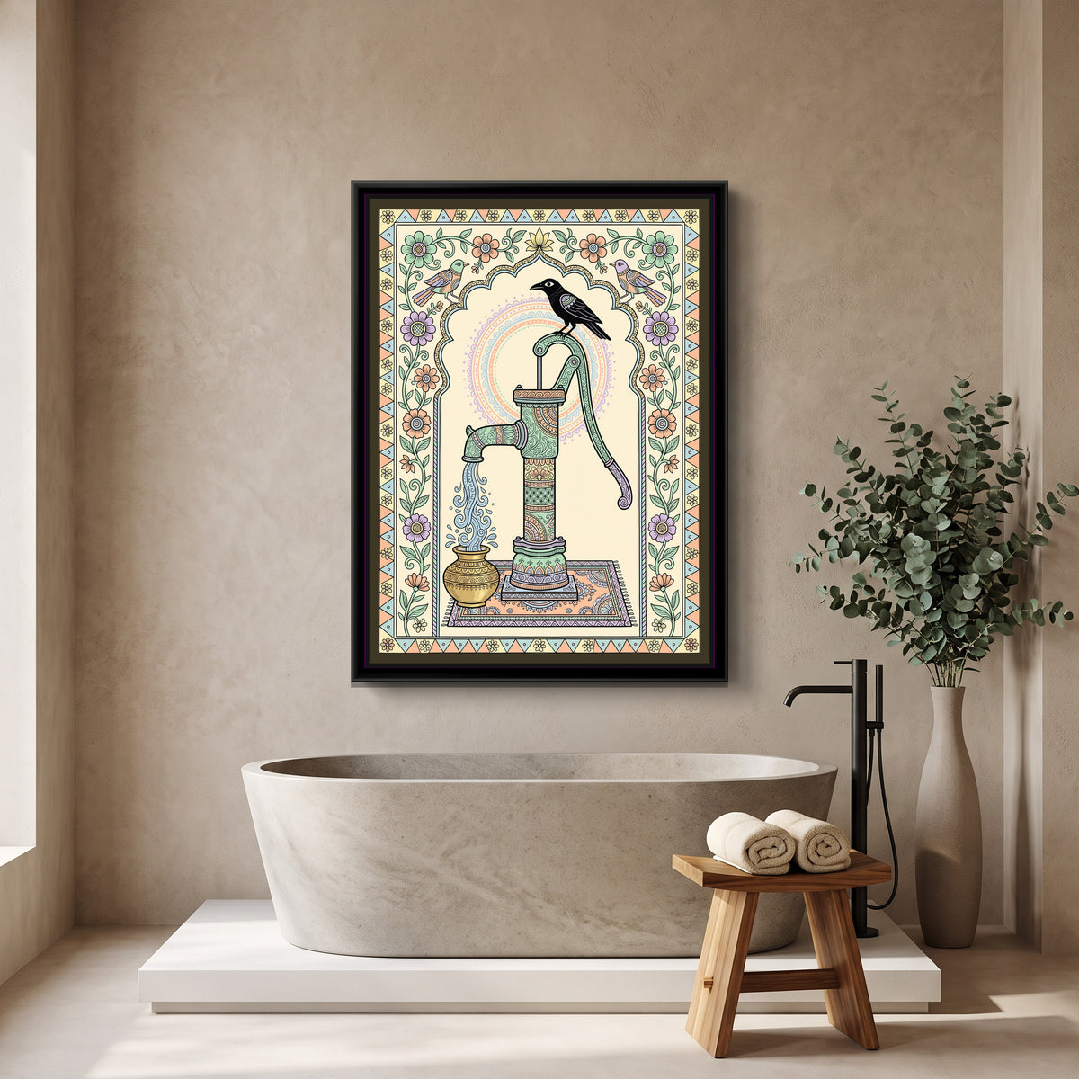 Traditional Pop – Hand Pump Portrait - canvas print shown in a styled room