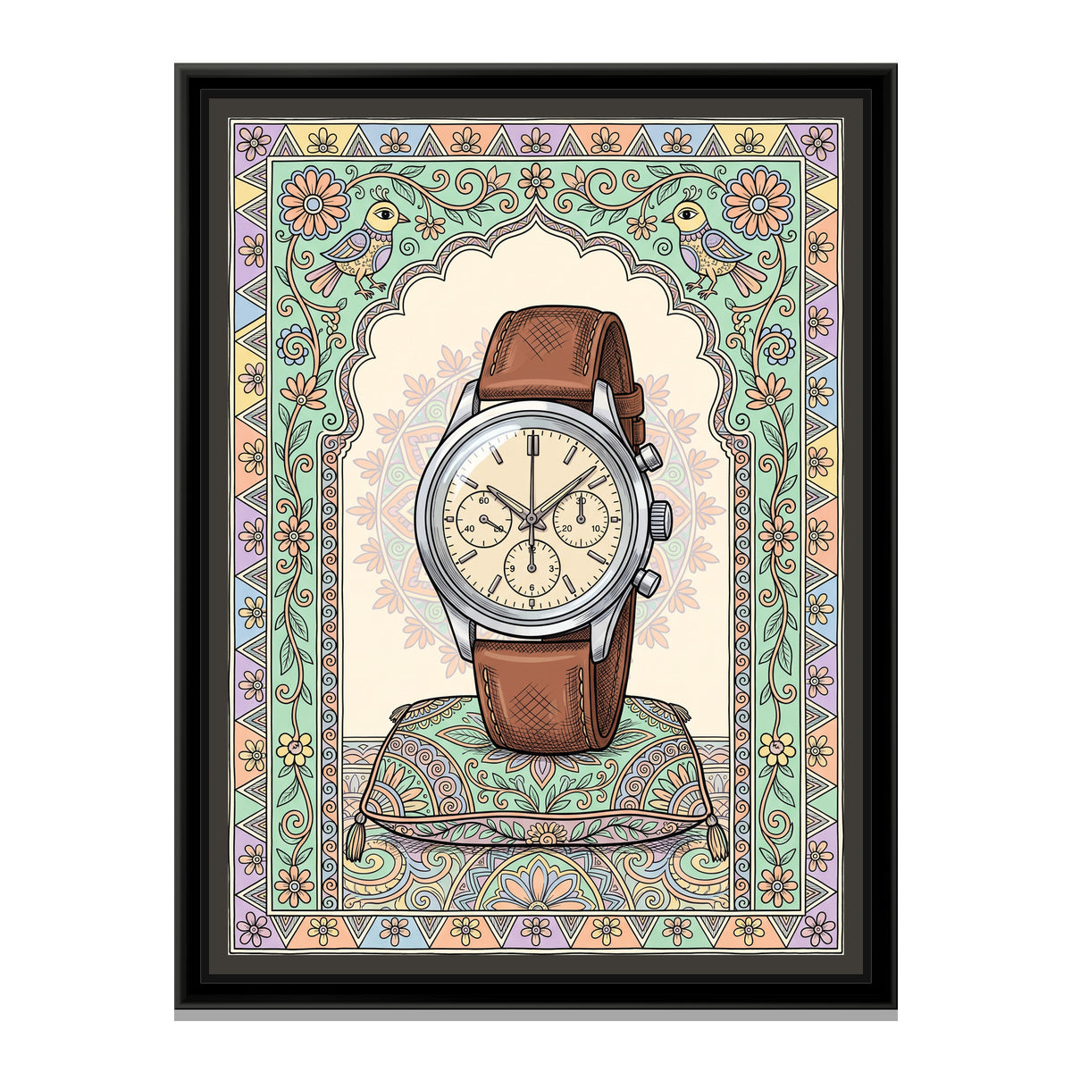 Traditional Pop – Chronograph Portrait - framed canvas print, front view