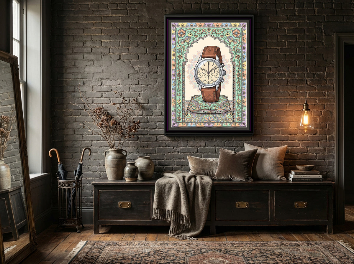 Traditional Pop – Chronograph Portrait - canvas print shown in a styled room