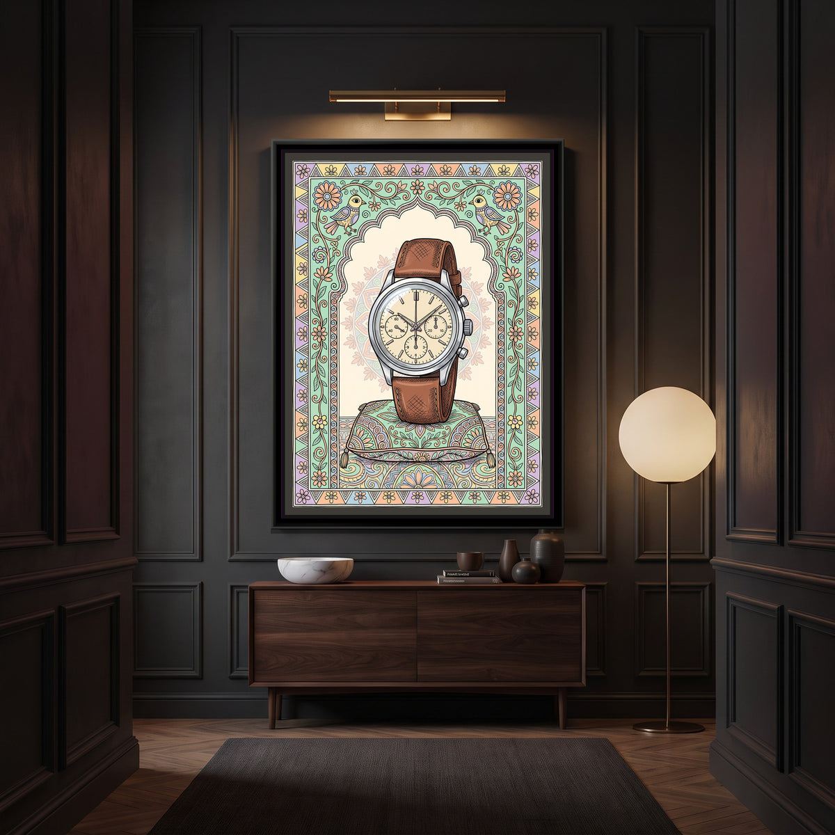 Traditional Pop – Chronograph Portrait - canvas print shown in a second room setting