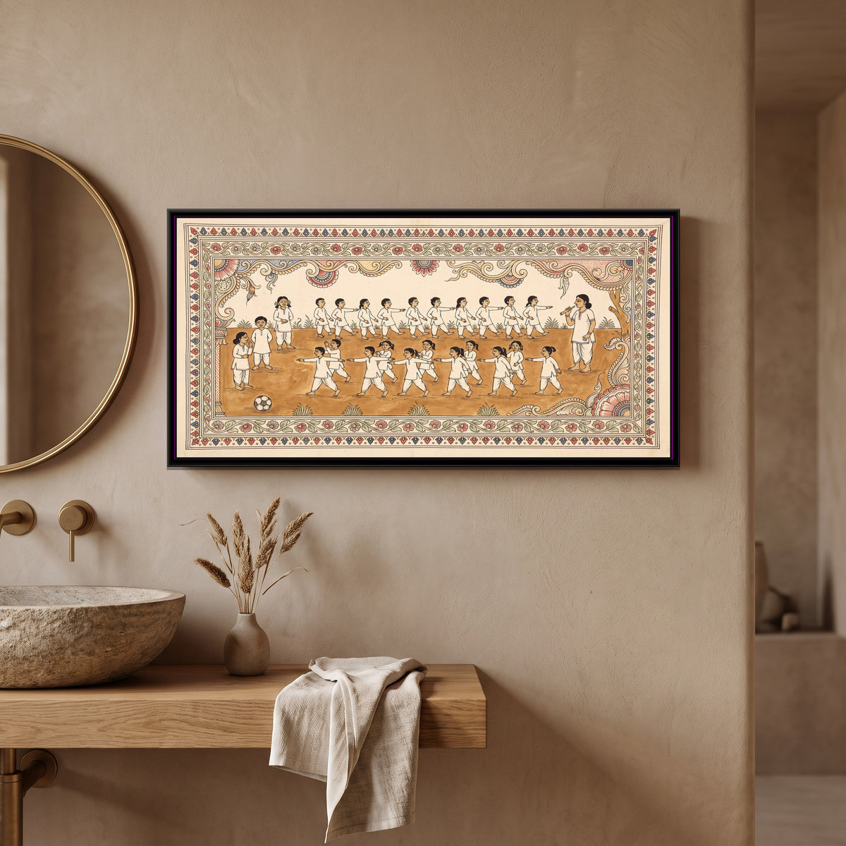 Kalamkari Painting – The PT Period - canvas print shown in a second room setting